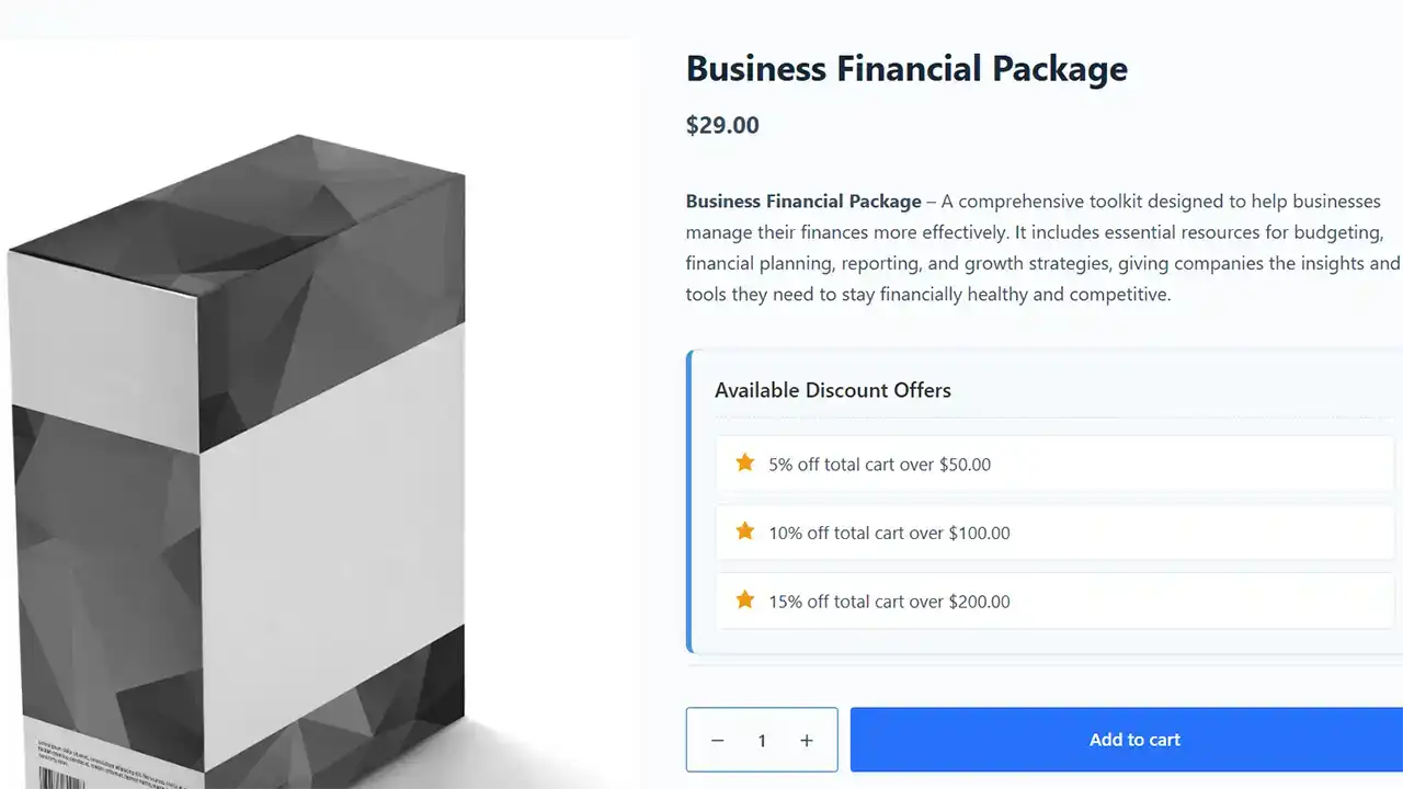 Showcase All Available Discounts on Product Pages: Increase transparency and incentivize larger purchases by displaying a list of all potential discounts directly on the product page. You can control which types of offers are shown and on which specific products or categories they appear, encouraging customers to explore ways to save from the very beginning of their shopping journey.