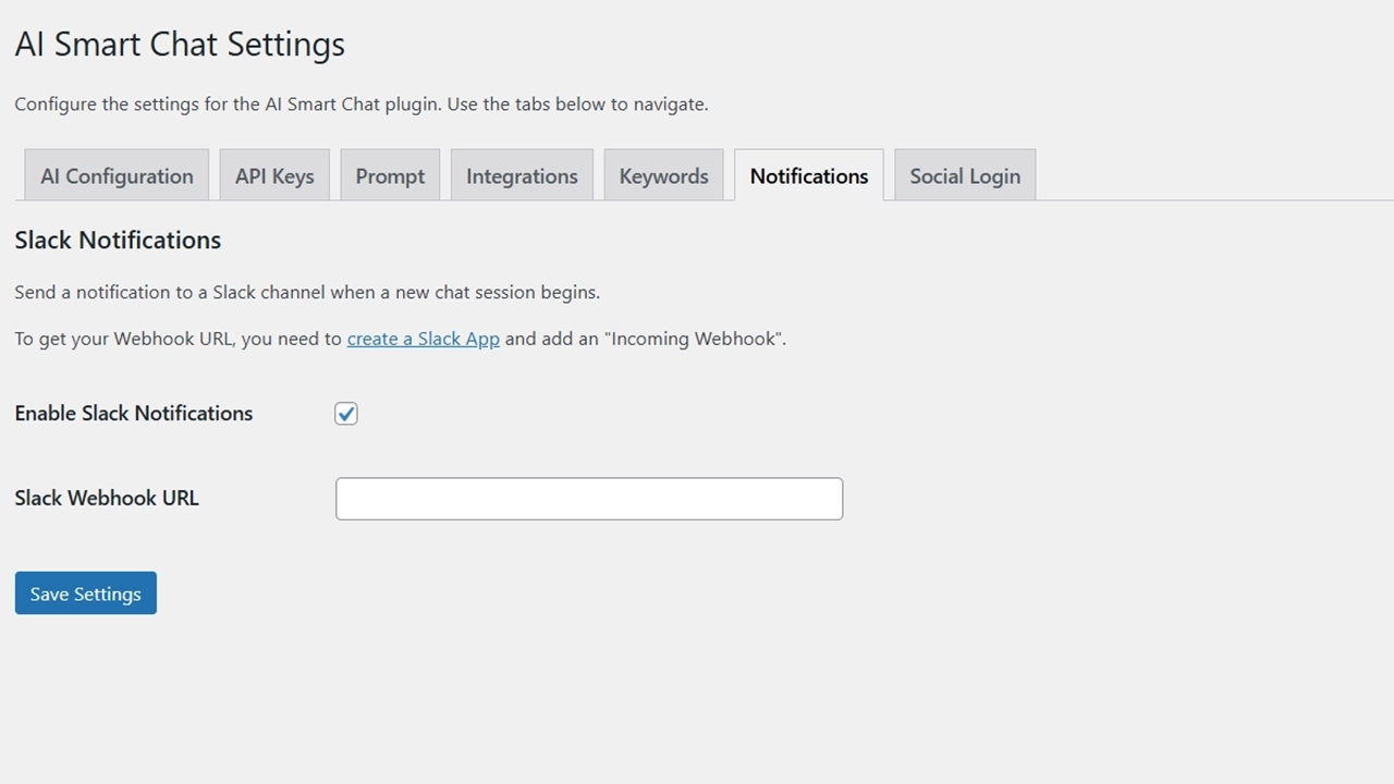 Instant Slack Notifications: Never miss an opportunity to engage. Send a notification to a Slack channel using a webhook whenever a new chat session begins.