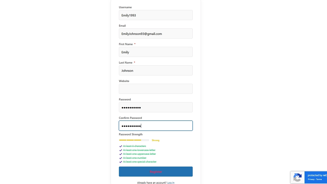 Customizable Registration Forms: Create a seamless registration experience with AJAX-powered forms. Enforce strong password policies to ensure users create secure accounts from the very beginning.